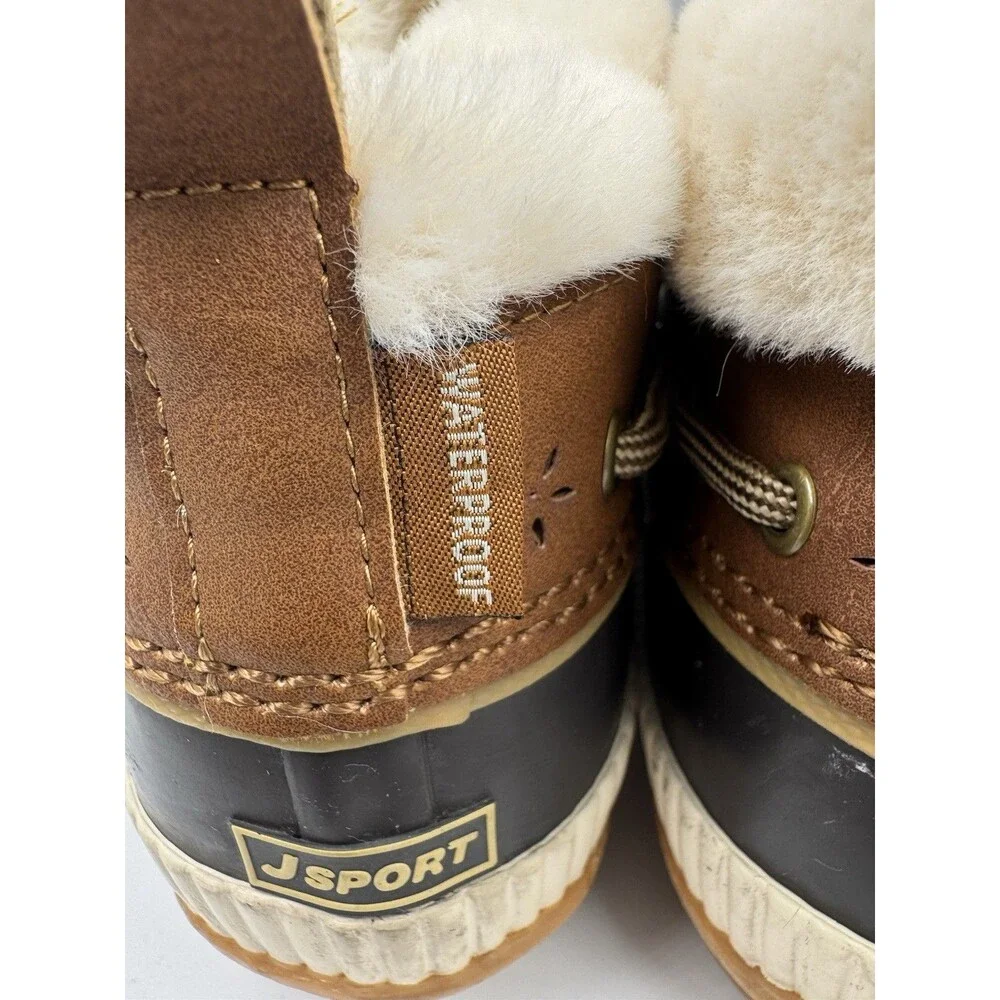 JSport Women's Mary Faux Fur Trimmed Slip On Duck Boots Size 7 M Waterproof